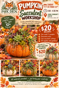 Succulent Pumpkin Fall Decor Workshop